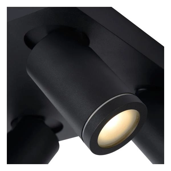 Lucide TAYLOR - Plafondspot Badkamer - LED Dim to warm - GU10 - 4x5W 2200K/3000K - IP44 - Zwart - detail 1